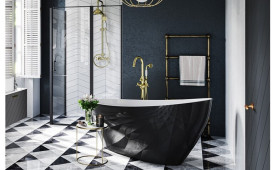 Смеситель для ванной Besco Retro I напольный с душевым гарнитуром золото BW-RI-ZL