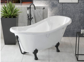 Смеситель для ванной Besco Retro I напольный с душевым гарнитуром черный матовый BW-RI-CZ