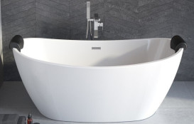 Змішувач для ванної кімнати Besco Varium підлоговий з душовим гарнітуром хром BW-V-CH