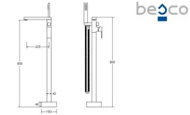 Змішувач для ванної кімнати Besco Varium підлоговий з душовим гарнітуром хром BW-V-CH