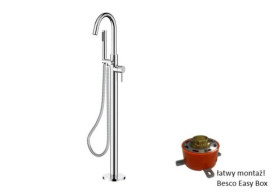 Змішувач для ванної кімнати Besco Veo I підлоговий з душовим гарнітуром хром BW-VI-CH