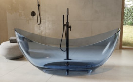 Змішувач для ванної кімнати Besco Veo I підлоговий з душовим гарнітуром чорний матовий BW-VI-CZ