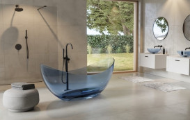 Змішувач для ванної кімнати Besco Veo I підлоговий з душовим гарнітуром чорний матовий BW-VI-CZ