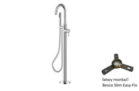 Змішувач для ванної кімнати Besco Veo II з душовим гарнітуром хром BW-VII-CH