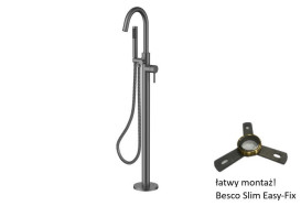 Змішувач для ванної кімнати Besco Veo II з душовим гарнітуром графіт BW-VII-GR