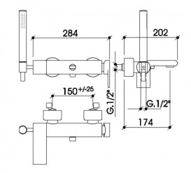 Змішувач для ванної Bonomi People одноважільний з ручним душем хром 152320
