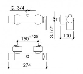 Змішувач для ванної Bonomi People одноважільний хром 152328