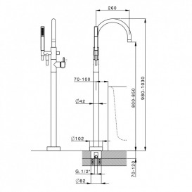 Смеситель для ванной Devit Art напольный однорычажный латунь/пластик черный матовый 15061140B