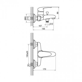 Змішувач для ванної Devit Giran одноважільний латунь хром 23190128