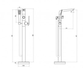 Смеситель для ванной Devit Katarina напольный однорычажный латунь/пластик хром 37561148