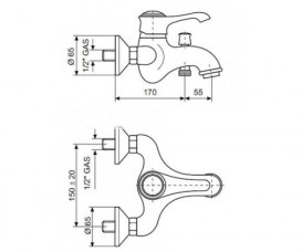 Смеситель для ванной Emmevi Tiffany однорычажный чёрный/золото NO6001