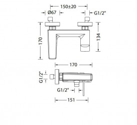 Смеситель для ванной Eurorama Blog однорычажный латунь хром 135215C