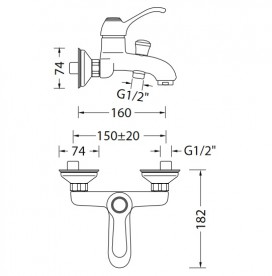 Смеситель для ванной Eurorama Dodo однорычажный латунь хром 16215C