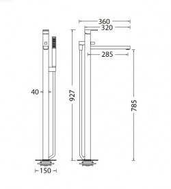 Смеситель для ванной Eurorama Quale напольный с душевым гарнитуром хром 127207QC