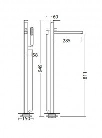 Смеситель для ванной Eurorama Tono напольный с душевым гарнитуром хром 144207C