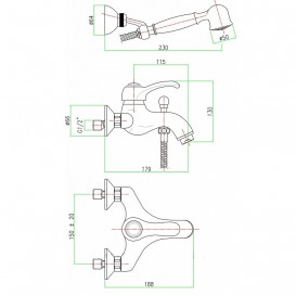 Змішувач для ванни Fiore Jafar змішувач з ручним душем хром 47CR5103