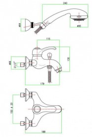 Смеситель для ванной Fiore Jafar однорычажный с ручным душем бронза 47ZZ5100