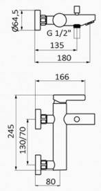 Смеситель для ванной GRB Axis Black однорычажный чёрный матовый 74224742