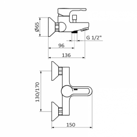 Смеситель для ванной GRB Eco Prime однорычажный с душевой лейкой хром 15225150
