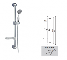 Смеситель для ванной GRB Eco Prime однорычажный с душевой лейкой  и стойкой хром 15228150