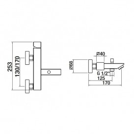 Смеситель для ванной GRB Kala однорычажный с ручным душем хром 60225600