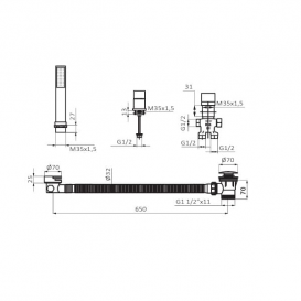 Смеситель для ванной GRB Kala однорычажный с душевой лейкой без излива хром 60231600