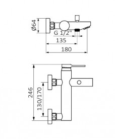 Смеситель для ванной GRB Time Black с ручным душем чёрный матовый 47225472