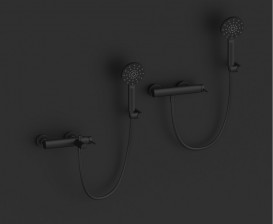 Смеситель для ванной GRB Time Black с ручным душем чёрный матовый 47225472