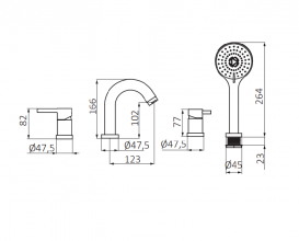 Змішувач для ванни GRB Time на борт ванни з душовою лійкою хром 46233460
