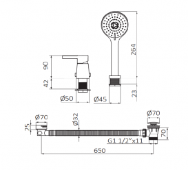Смеситель для ванной GRB Time на борт ванны без излива хром 46230460