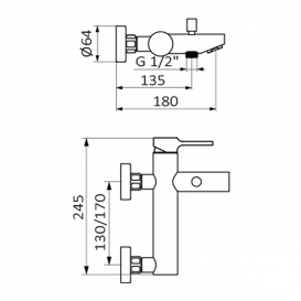 Змішувач для ванни GRB Time одноважельний з душовим гарнітуром чорний 47226472