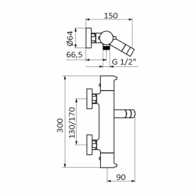 Змішувач для ванни GRB Time термостатичний чорний 47210472