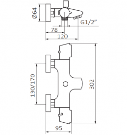 Смеситель для ванной GRB Winner термостатический с душевым гарнитуром хром 44452440