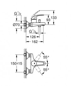 Смеситель для ванной Grohe BauCurve однорычажный хром 23599000