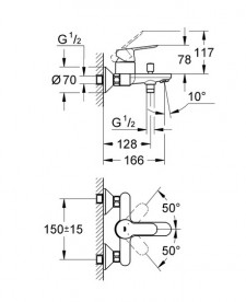 Змішувач для ванної Grohe BauEdge одноважільний хром 2333400D