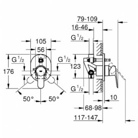 Смеситель для душа Grohe BauEdge скрытого монтажа без излива хром 29063000