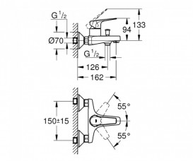 Смеситель для ванной Grohe BauFlow однорычажный хром 23601000