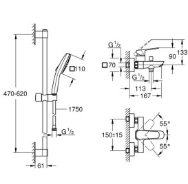 Смеситель для ванной Grohe Cubeo с душевым гарнитуром хром BF101813TC
