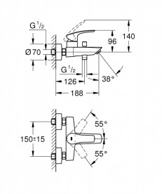 Смеситель для ванной Grohe Eurosmart однорычажный хром 33300003