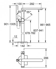 Смеситель для ванной Grohe Plus напольный с ручным душем хром 23846003