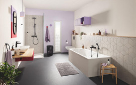 Смеситель для ванной Grohe QuickFix Start с душевым набором черный матовый UA30330701