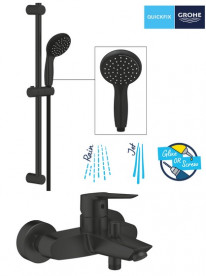 Змішувач для ванної кімнати Grohe QuickFix Start з душовим набором чорний матовий UA30330702
