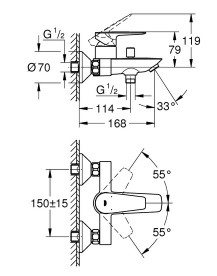 Смеситель для ванной Grohe QuickFix StartEdge однорычажный хром 24198001
