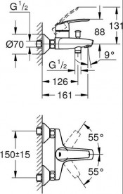 Змішувач для ванної Grohe QuickFix Start одноважільний хром 32278001