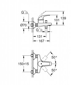 Смеситель для ванной Grohe Start Curve однорычажный хром 23768000