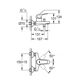 Смеситель для ванной Grohe Start Flow однорычажный хром 23772000