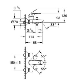 Смеситель для ванной Grohe Swift QuickFix однорычажный хром 24335001