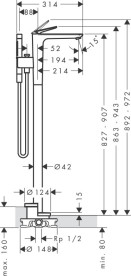 Смеситель для ванной Hansgrohe Axor Citterio C напольный с душевым гарнитуром хром 49440000