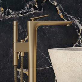 Смеситель для ванной Hansgrohe Axor Citterio C напольный с душевым гарнитуром матовая бронза 49441140