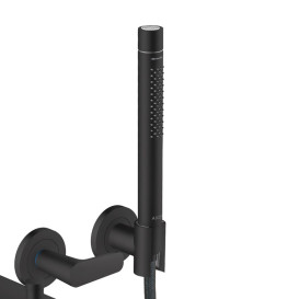 Смеситель для ванной Hansgrohe Axor Citterio C настенный с душевым гарнитуром матовый черный 49480670